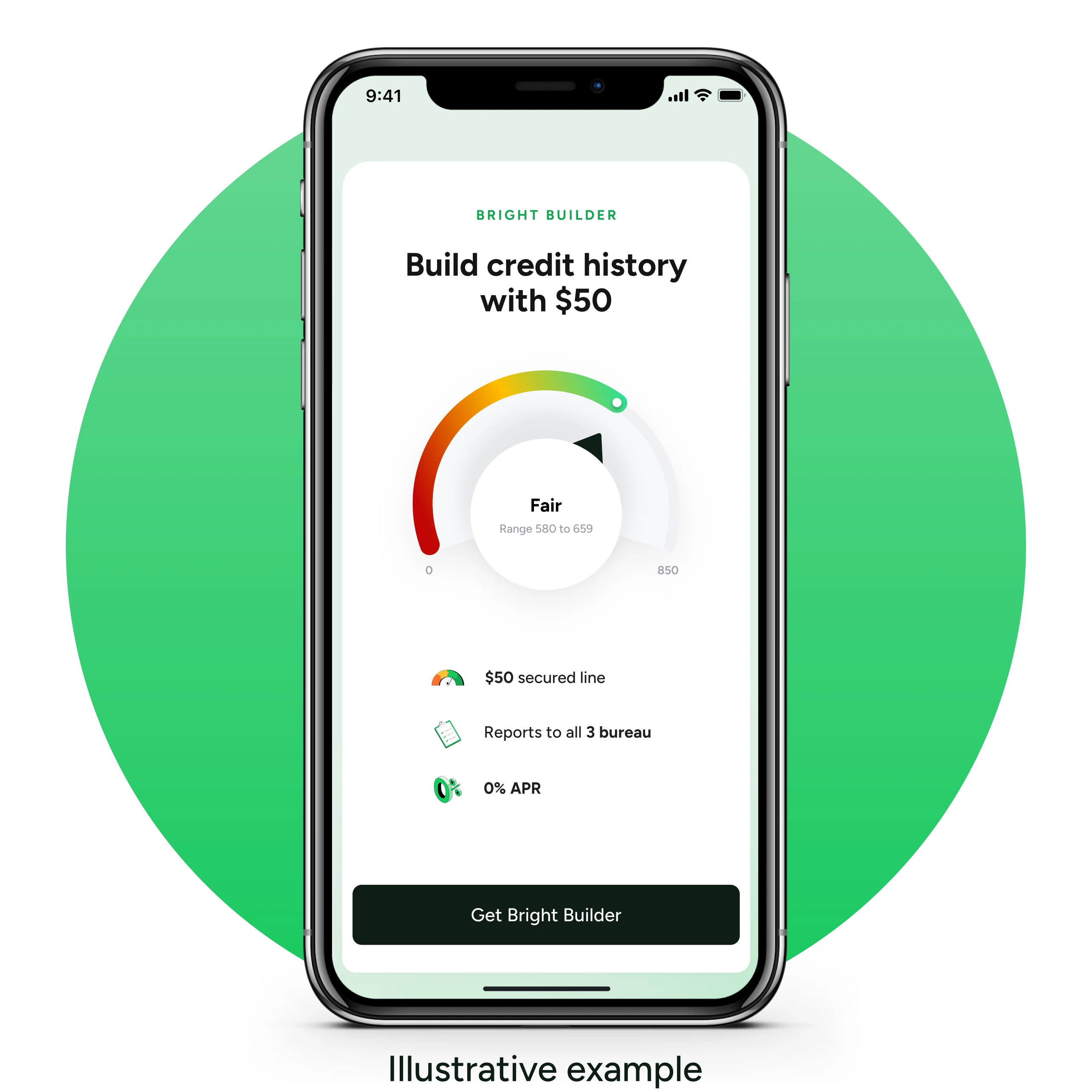 Build credit history with Bright Builder — illustrative example