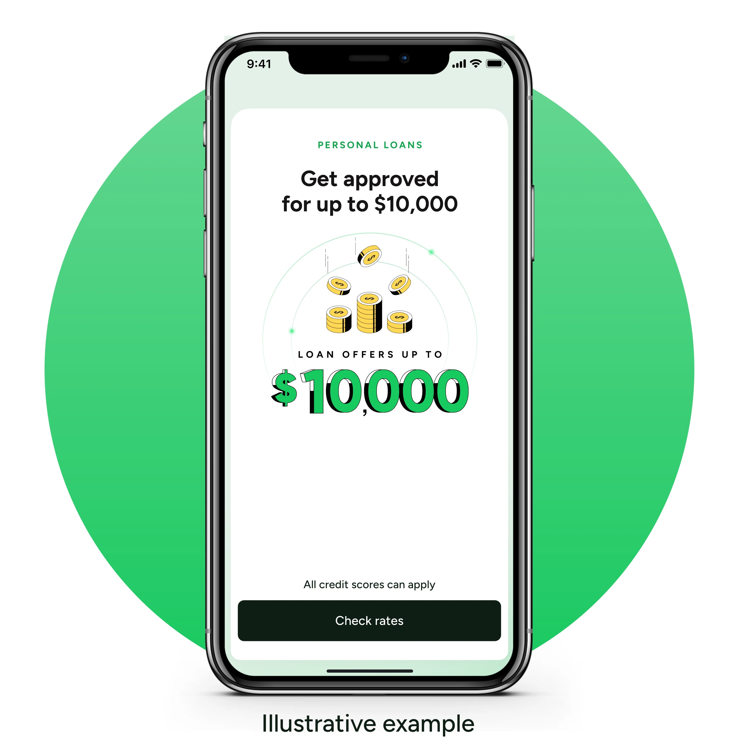 Loan offers up to $10,000 in the Bright app — illustrative example