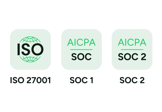 ISO 27001, SOC 1 and SOC 2 certified