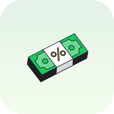 Money with percentage icon
