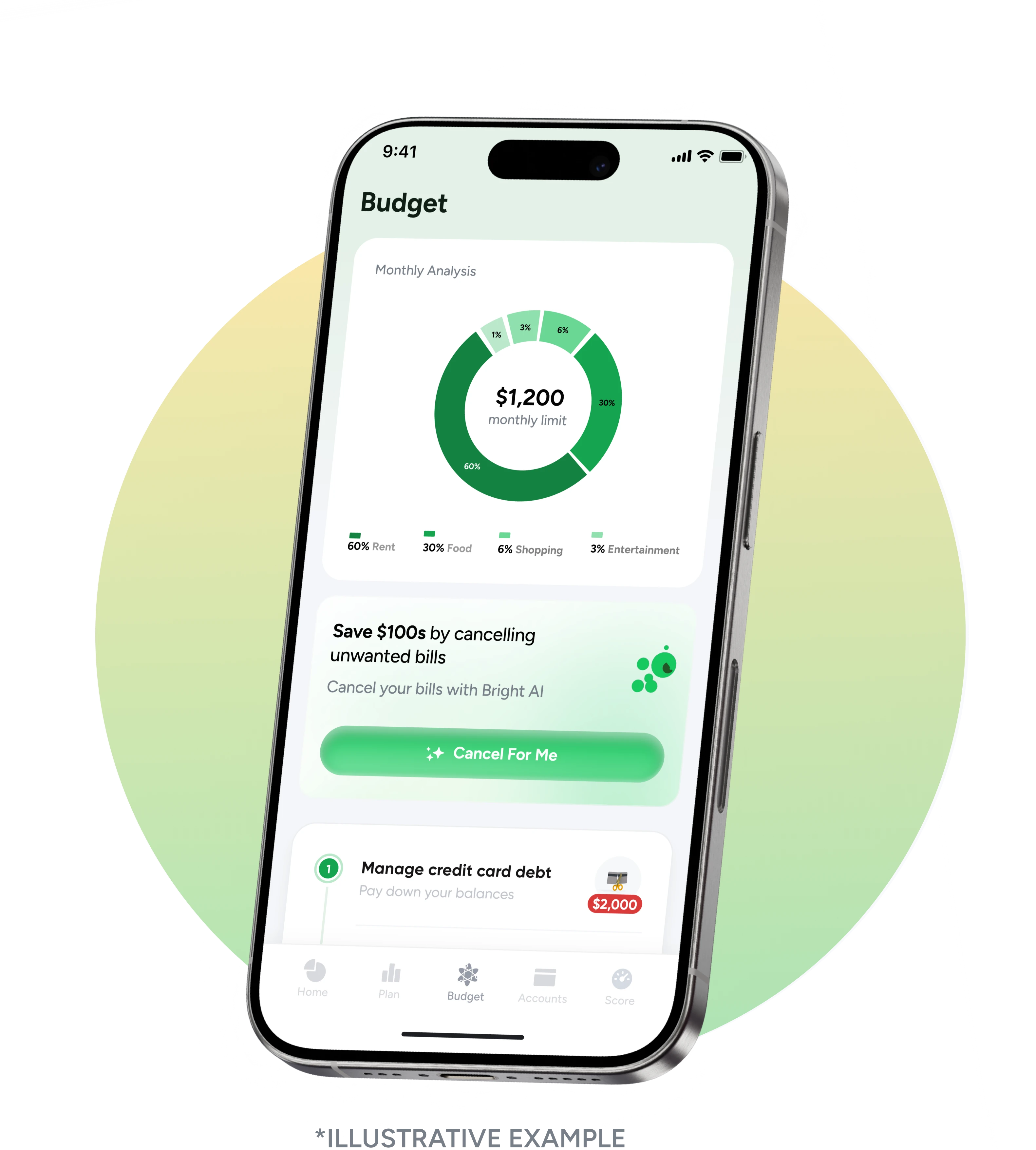 Bright money management app on iPhone