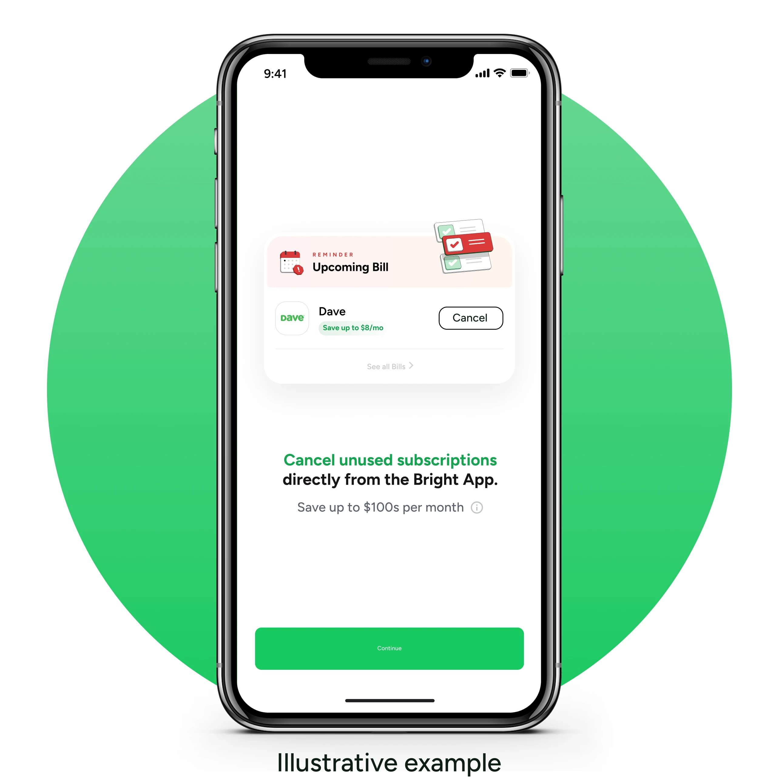Bill tracking screen on iPhone