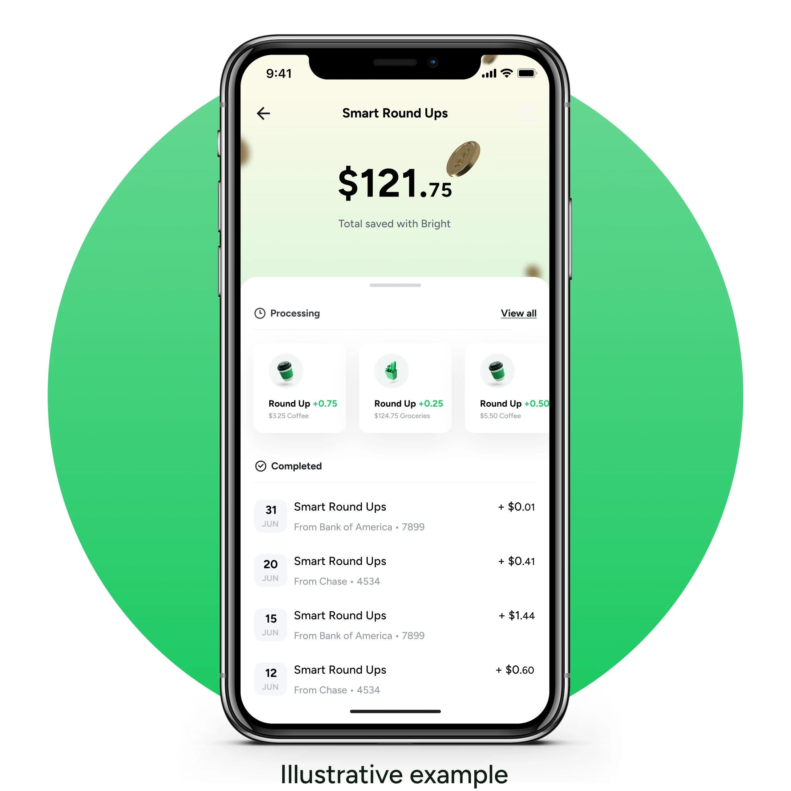 Savings goals screen on iPhone