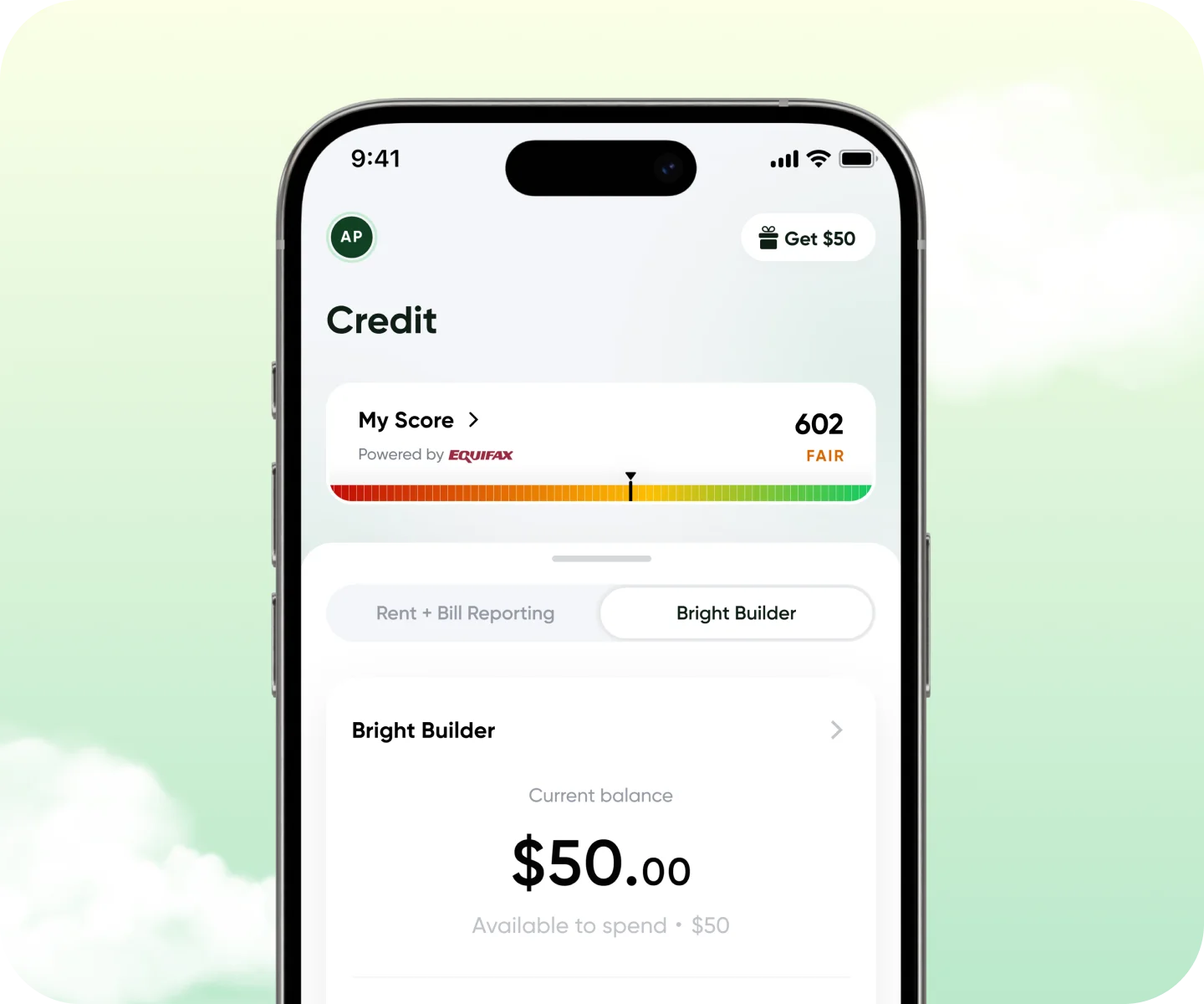 Bright Builder screen on iPhone