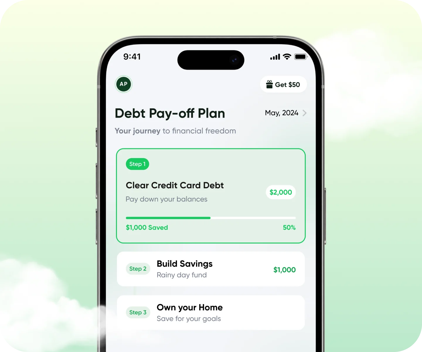 Pay-off plan screen on iPhone