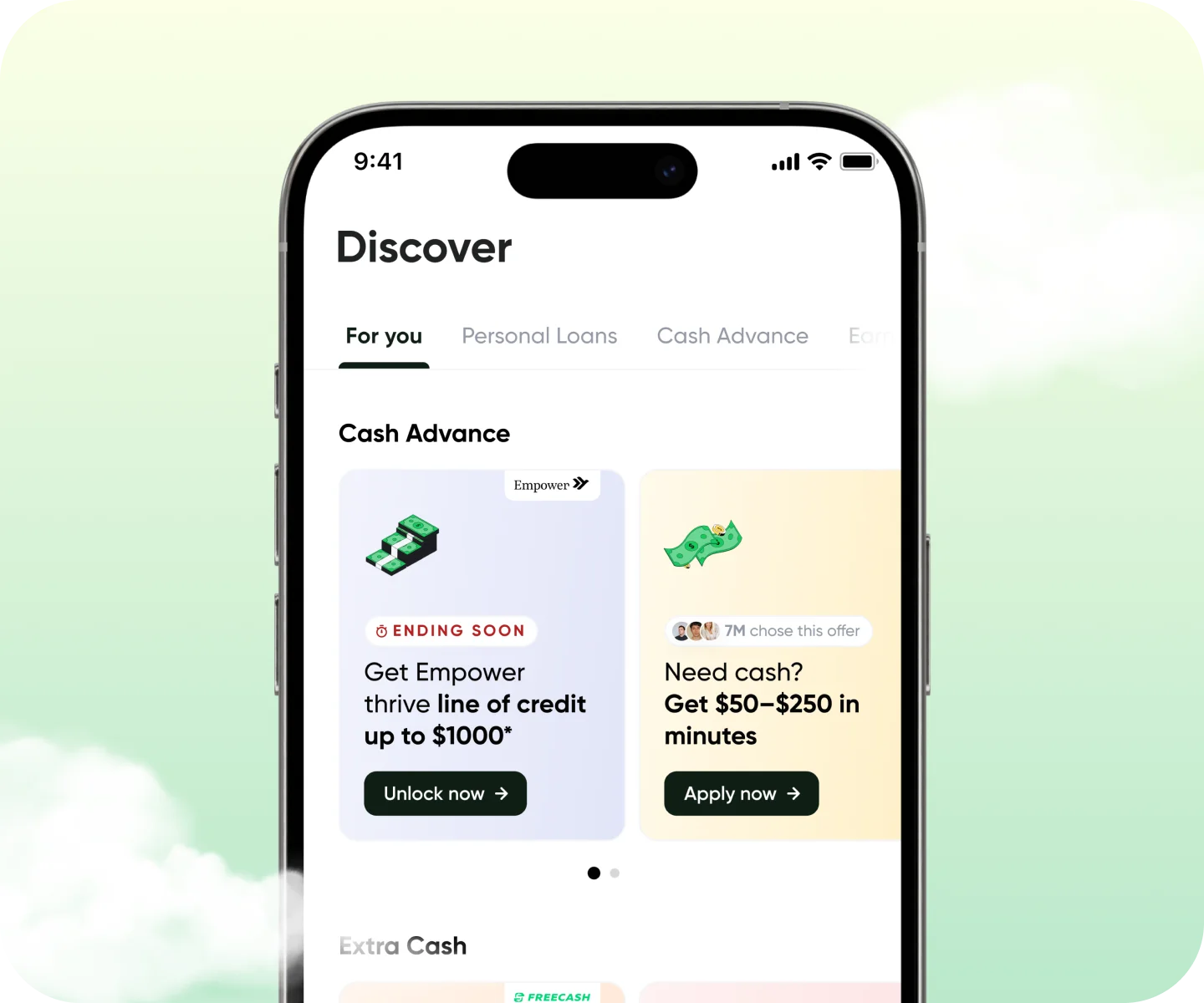 Loan offers screen on iPhone