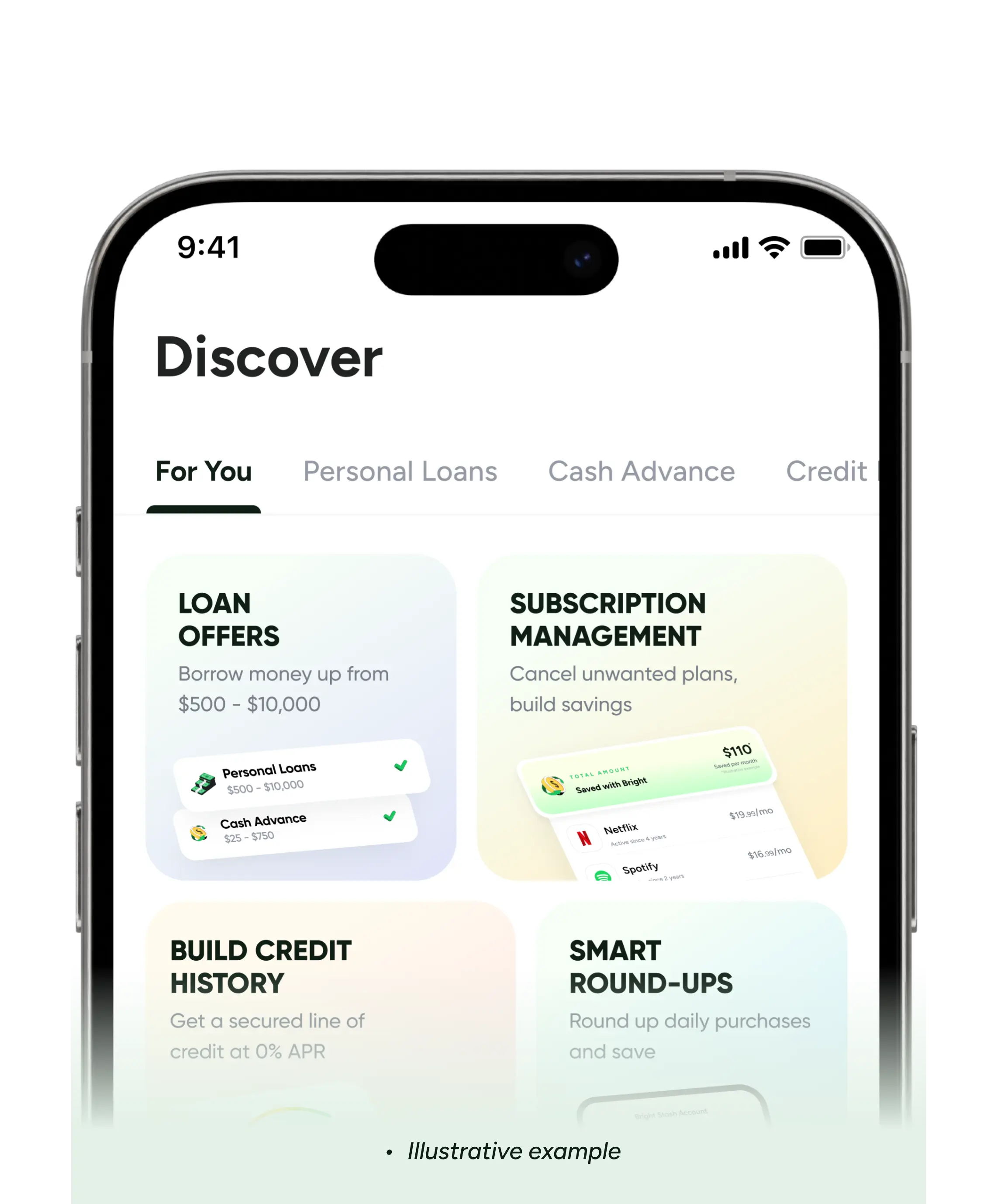 Bright app Discover screen on a phone