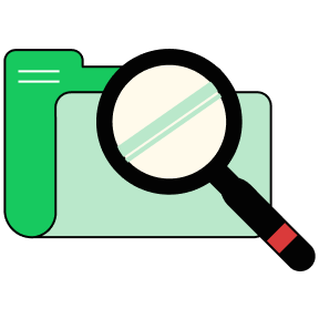 File and Magnifying Glass