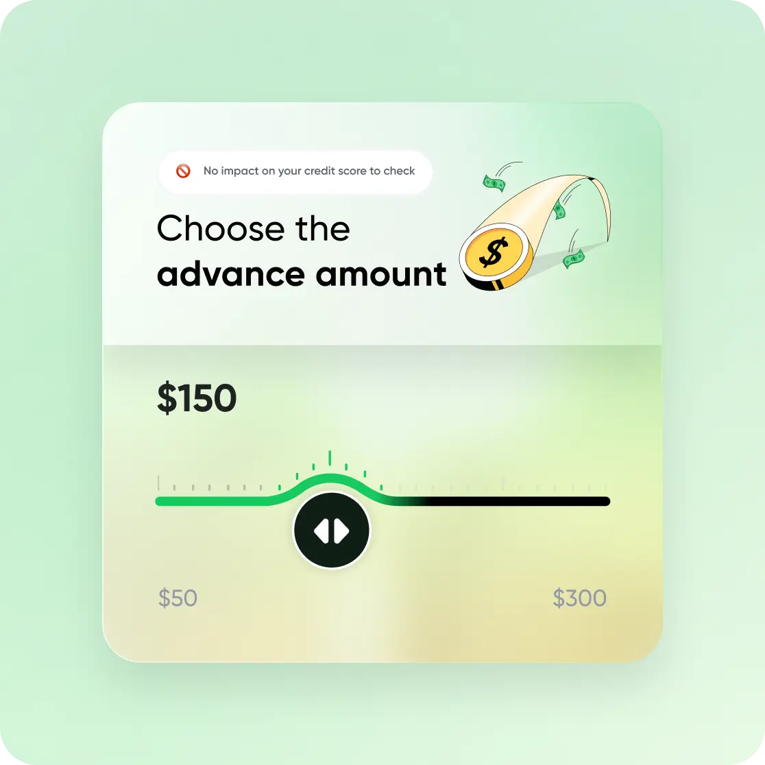 Visual representation of choosing an amount