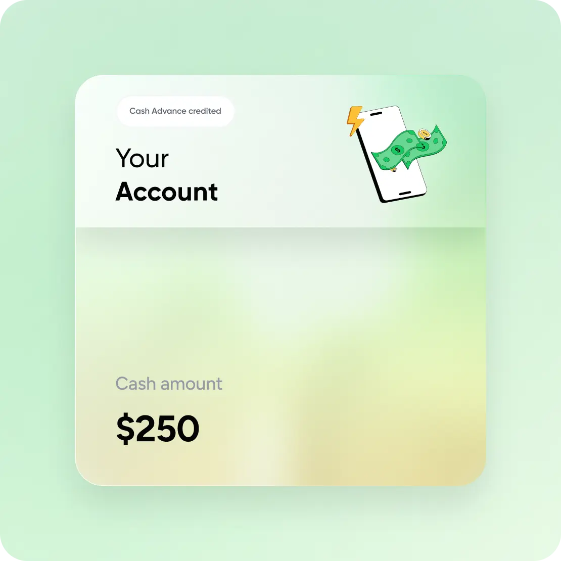 Visual representation of money being credited